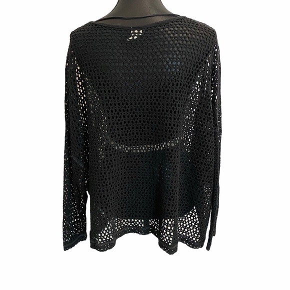 We the Free Sweater Womens XS Black Dolman Sleeves Open Crochet - Picture 4 of 7